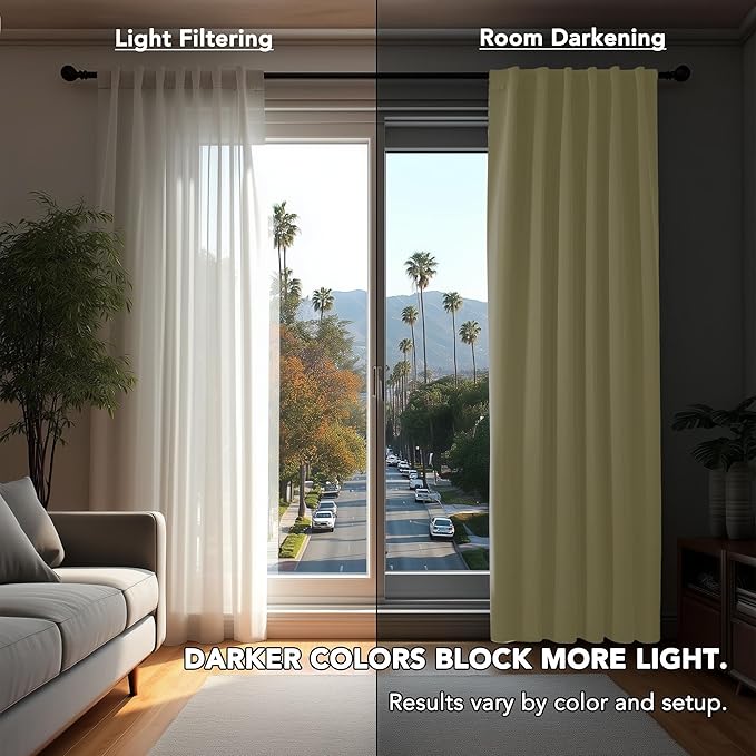 Deconovo Blackout Curtains, Thermal Insulated, W70 x L108 2 Panels, Back Tab, Machine Washable, Room-Darkening Drapes for Bedroom/Living Room Beige