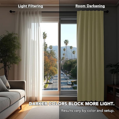 Deconovo Blackout Curtains, Thermal Insulated, W70 x L95 2 Panels, Back Tab, Machine Washable, Room-Darkening Drapes for Bedroom/Living Room Beige