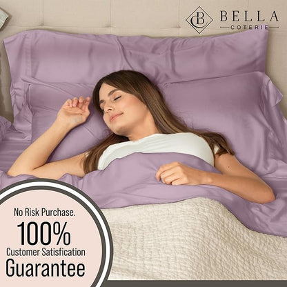 Bella Coterie Luxury Bamboo Viscose King Size Sheet Set | 100% Organically Grown | Ultra Soft | Cooling for Hot Sleepers | 18" Deep Pocket [Lilac]