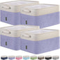 BALEINE 4 Pack Fabric Storage Bins for Shelves, Linen Storage Baskets for Organizing, Decorative Closet Bins for Clothes, Home (Lavender, 12"x8"x8")