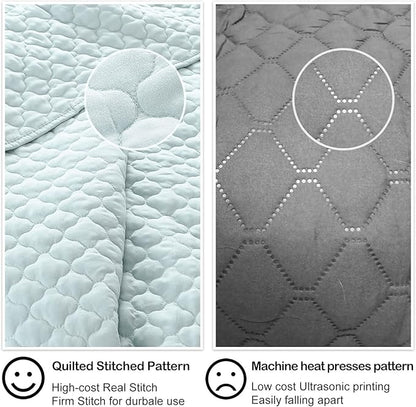 HORIMOTE HOME Quilt Twin Size Aqua Blue, Lightweight Quilt for Summer Ultra-Soft Microfiber Modern Style Quilted Clouds Pattern Bedspread Quit Set 2 Pieces (1 Quilt and 1 Pillow Sham)