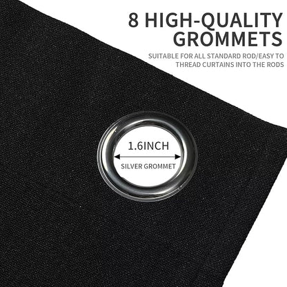Joydeco Blackout Curtains 96 Inch Length, 1 Panel for Bedroom, Thermal Insulated Linen Black Out Curtains with Grommets (100x96)