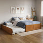 AFI Concord Full Solid Wood Platform Bed with Footboard & Twin Trundle in Light Toffee
