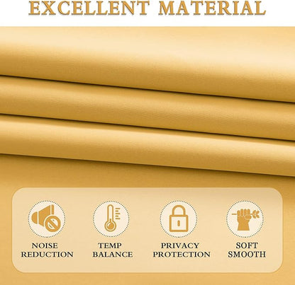 DONREN Extra Long 108 inch Length Blackout Curtains for Large Windows,Rod Pocket Soft and Touching Living Room Sweep to Floor for Villa (Yellow,2 Pack,52 W by 108 inches Long)