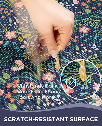 Ophanie Kitchen Mats for Floor, 3/4 inch Thick, 20x32 Anti Fatigue Cushioned Mat, Kitchen Rugs, Waterproof, Comfort Ergonomic Standing Mat for Office, Home, Sink, Blue Flower Non-Slip Ridged Bottom