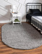 Unique Loom Solid Shag Collection Area Rug (5' 1" x 8' Oval, Cloud Gray)