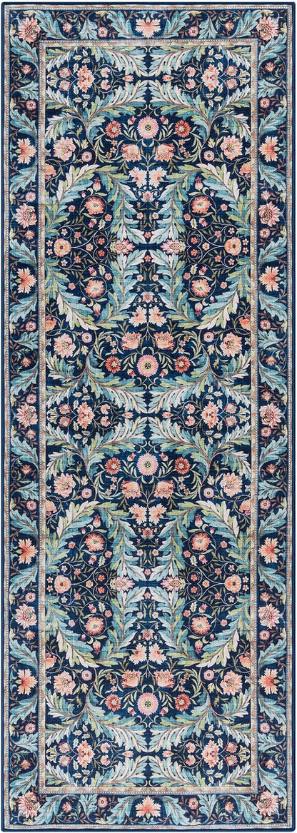 Gertmenian Indoor Boho Area Rug | Home Decor for Entryway, Bedroom, Living Room, Office, Kitchen | Non Slip, Soft, Printed Accent Rugs | Altair, Navy, 2x6 Runner, 24508