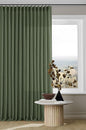 Pleated Linen Curtains 90 Inches Long for Living Room Pinch Pleat Hooks for Track System Back Tab Custom Made Memory Shape Drape Light Filtering Olive Green Living Room Bedroom Window Curtain 90 Inch