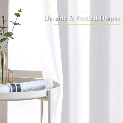 NICETOWN White Kitchen Curtains 36 inches Long, Modern Design Solid Grommet Thermal Insulated Window Treatments for Basement & Cafe, 2 Panels, W52 x L36