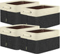 BALEINE 4 Pack Fabric Storage Bins for Shelves, Linen Storage Baskets for Organizing, Decorative Closet Bins for Clothes, Home (Black, 17''x13''x10.5'')