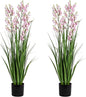 Fake Plants Home Decor Fake Flowers Artificial Plants Outdoor Tall Grass Plant Artificial Pampas Grass Decor Artificial Plants Indoor Fake Grass Living Room Decor Artificial Grass 36" 2PCS（Pink）