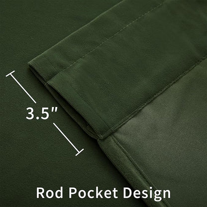 Joydeco Olive Green Velvet Curtains 72 inch Length 2 Panels, Luxury Blackout Rod Pocket Thermal Insulated Window Curtains, Super Soft Room Darkening Drapes for Living Room Bedroom,W52 x L72 inches