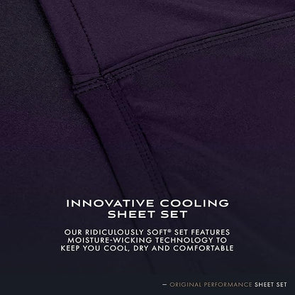 SHEEX - Original Performance Sheets Set (Queen) Royal Plum - Cooling Sheets - Moisture Wicking - 1 Flat Cooling Sheet, 1 Fitted Cooling Sheet, 2 Pillow Covers - Wrinkle Free - Sleep Aid