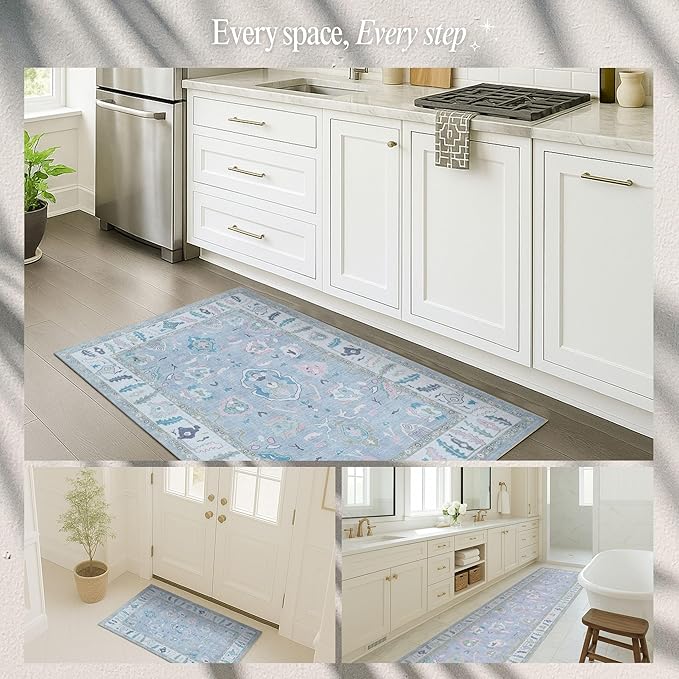 Fame Rugs Lavender Modern Oushak Rug 10x13, Vintage Turkish Colorful Oriental Washable Antique Inspired Oversize Area Rugs, Luxury Living Room Bedroom (386PBL, 10' x 13')