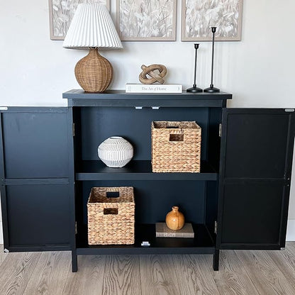 PHI VILLA Black Accent Cabinet with Doors, Small Buffet Sideboard Storage Cabinet, Entryway Cabinets