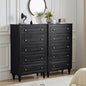 ORRD 5 Drawer Fluted Dresser for Bedroom Set of 2, Mid Century Modern Chest of Drawers, Wood Storage Large Dresser Organizer for Bedroom Living Room Hallway Closet, Black