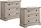 T4TREAM 32" Farmhouse Nightstand with Charging Station Set of 2, Large End Table with 3 Storage Drawers, Rustic Wood Bedside Table for Bedroom, Living Room, Light Rustic Oak