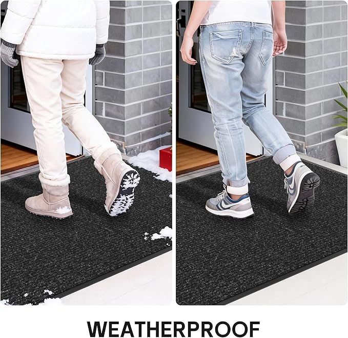 Front Door Mat Indoor Outdoor Entrance, 30" x 48" All-Season Heavy Duty Waterproof Doormat, Non-Slip Absorbent Entryway Mat, Easy to Clean, Low Profile Commercial Floor Mat for Indoor Outdoor