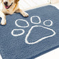 OLANLY Dog Door Mat for Muddy Paws 30x20, Paw Print Design, Absorbs Moisture and Dirt, Non-Slip Washable Doormat, Quick Dry Chenille Mud Mat, Entry Indoor Entryway Carpet, Airy Blue and White