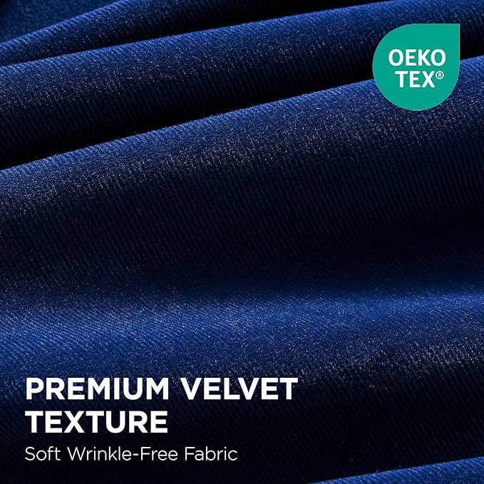 Joydeco Royal Blue 100% Blackout Curtains 96 Inch 2 Panels, Luxury Thermal Royal Blue Velvet Curtains for Bedroom Living Room, Soundproof Blackout Window Drapes, Grommet Top (52W x 96L)
