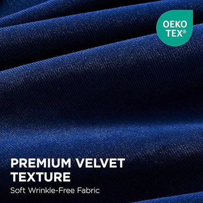 Joydeco Royal Blue 100% Blackout Curtains 120 Inch 2 Panels, Luxury Thermal Royal Blue Velvet Curtains for Bedroom Living Room, Soundproof Blackout Window Drapes, Grommet Top (52W x 120L)