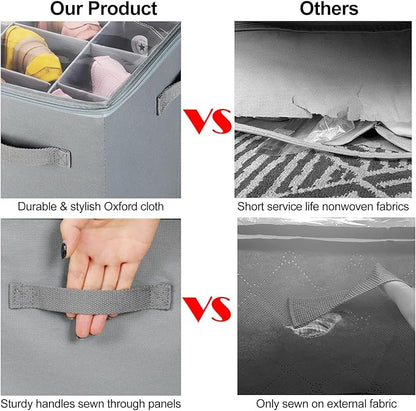 Shoe Organizer for Closet 2 Pack, Foldable Shoe Box with Adjustable Dividers and Clear Cover, Space Saving Shoe Storage Organizer Cabinet with Reinforced Handles, Fits 40 Pairs, Gray, TP11G