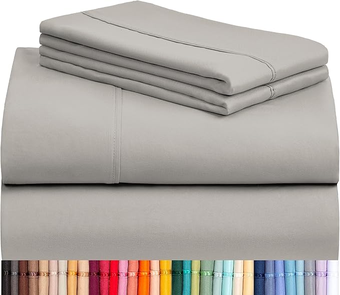 LuxClub 4 PC California King Sheet Set, Deep Pockets Wrinkle Free Cooling Bed Sheets Hotel Bedding for Women, Men, Includes 1 Fitted Sheet, 1 Flat Sheet and 2 Pillowcases-Light Taupe