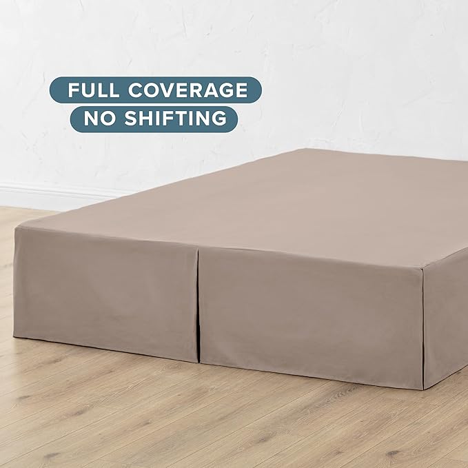 Bare Home King Bed Skirt - 15-Inch Tailored Drop Easy Fit - Bed Skirt for Beds - Center & Corner Pleats (King, Taupe)