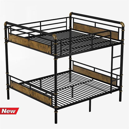 Higher Quality & Stronger Heavy Duty Metal Bunk Bed Frame Queen Over Queen Size for Adults Teens, Thickened More Stable Steel Bunkbed (Queen Over Queen)