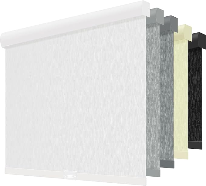 ChrisDowa Cordless Blackout Roller Shades for Windows, Striped Free-Stop Window Blinds with Privacy, Thermal Insulated Window Shades for Home, Office and Door. White, 54" W x 72" H