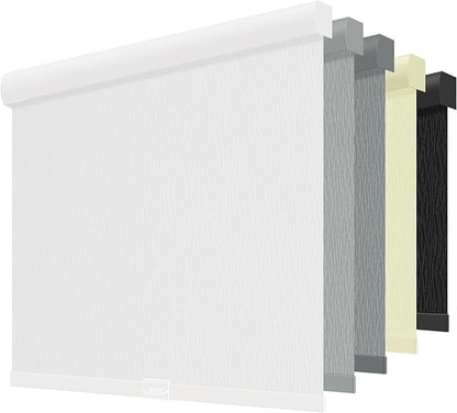 ChrisDowa Cordless Blackout Roller Shades for Windows, Striped Free-Stop Window Blinds with Privacy, Thermal Insulated Window Shades for Home, Office and Door. White, 63" W x 72" H