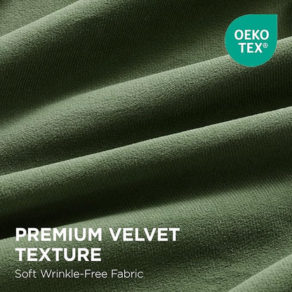 Joydeco Olive Green 100% Blackout Curtains 120 Inch 2 Panels, Luxury Thermal Green Velvet Curtains for Bedroom Living Room, Soundproof Blackout Window Drapes, Rod Pocket & Back Tab (52W x 120L)