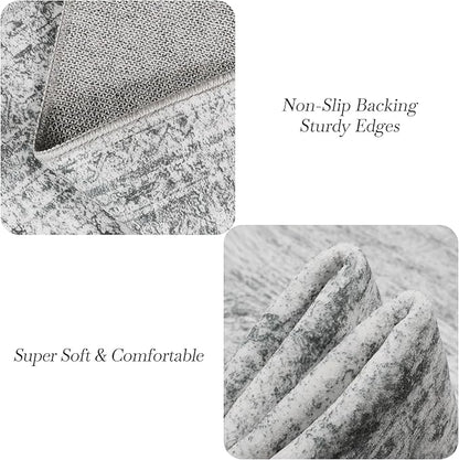 2x3 Washable Rugs for Kitchen, Floor, Entryway, Powder Room Small Area Rug Non-Slip Vintage Low Pile Throw Door Mat Grey