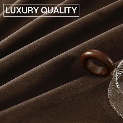 StangH Brown Velvet Curtains 84 inches Elegant Home Decor Blackout Thermal Insulated Soundproof Drapes for Bedroom Large Window/Living Room, W52 x L84, 2 Panels