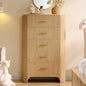 Fluted 5 Drawer Tall Dresser with Curved Profile,47.8" Tall Drawers with Reeded Texture,Gold Handles Storage Organizer Cabinet for Bedroom,Living Room,Entryway,Natural Oak