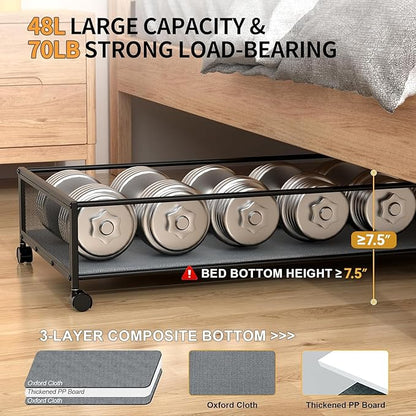 Under Bed Storage Containers with Wheels 54L Large Underbed Shoes Blankets Clothes Toy Storage Drawers for College Dorms Bedrooms Nursery Rooms Organization… (Grey 2 Pack, XXL(31"x16.6"x7.48"))