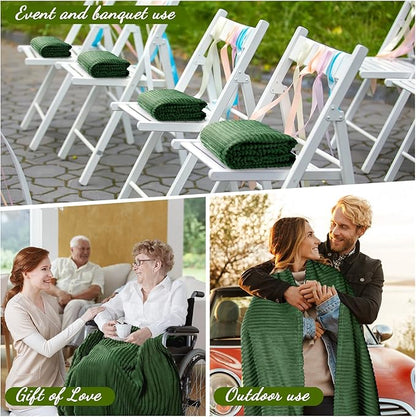 Buryeah 6 Pcs Flannel Throw Blanket Bulk 50 x 60 in Sleepover Blanket Outdoor Wedding Throw Lightweight, Oeko-tex Standard 100 Certified for Sofa Homeless Gifts (Dark Green)