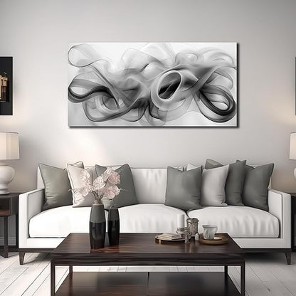 JuhaiArt Abstract Wall Art Black Picture Art Black Wall Decor White Wall Art Canvas for Living Room Bedroom Home Office Prints Artwork 24" x 48"