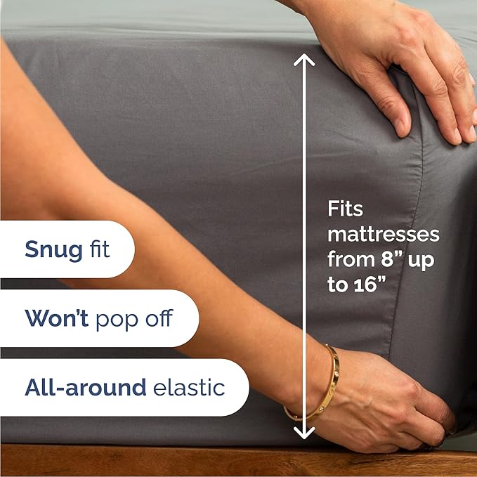 Cal King 6 Piece Sheet Set - Cooling, Comfy & Breathable - Hotel Luxury Bedding, Includes Fitted Sheet for Women, Men, Kids & Teens - 1 Flat, 1 Fitted Sheet, 4 Pillowcases w/Deep Pockets - Dark Grey