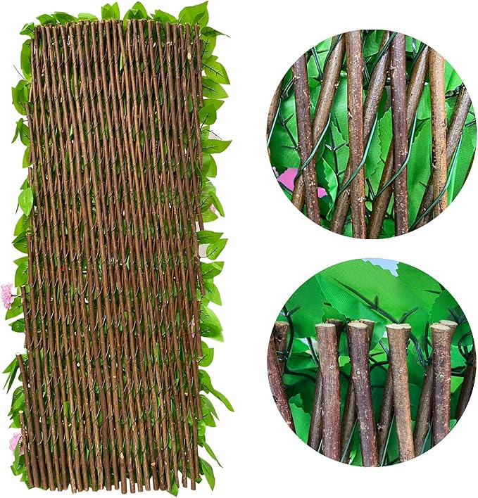 GLANT Expandable Fence Privacy Screen for Balcony Patio Outdoor,Decorative Faux Ivy Fencing Panel,Artificial Hedges (Single Sided Leaves) (1, HongGuo)
