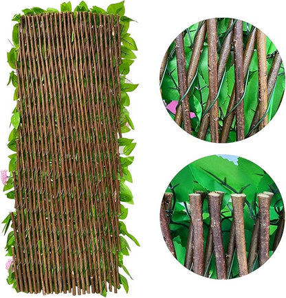 GLANT Expandable Fence Privacy Screen for Balcony Patio Outdoor,Decorative Faux Ivy Fencing Panel,Artificial Hedges (Single Sided Leaves) (4, HongGuo)