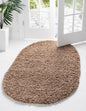 Unique Loom Solid Shag Collection Area Rug (7' 10" x 10' Oval, Sandy Brown)