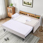 Twin Size Daybed with Pop Up Trundle Bed, Linen Fabric Upholstered Day Bed Frame with w/LED/USB/Type C/Storage Headboard, Twin to King Daybed for Living Room Bedroom, No Box Spring Needed, Beige