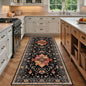 Area Rugs 3'x6' Washable Non-Slip, Floral Vintage Distress Print Pattern Medallion Carpet for Living Room Bedroom Dining Room, Black Colorful Floral Dark Tan