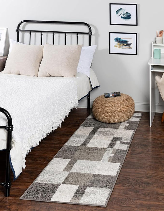 Unique Loom Autumn Collection Area Rug - Providence (2' 7" x 12' Runner, Gray/ Ivory)