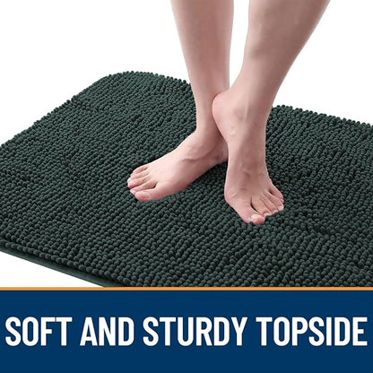 OLANLY Dog Door Mat for Muddy Paws 45x27, Absorbs Moisture and Dirt, Absorbent Non-Slip Washable Doormat, Quick Dry Chenille Mud Mat, Entry Indoor Entryway Carpet for Inside Floor, Blackish Green