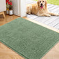 OLANLY Dog Door Mat for Muddy Paws 40x32, Absorbs Moisture and Dirt, Absorbent Non-Slip Washable Doormat, Quick Dry Chenille Mud Mat, Entry Indoor Entryway Carpet for Inside Floor, Olive Green