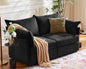 ABCASA Oversized Loveseat Sofa, Modern Modular Sectional Couch Black Fluffy Chenille Mid Century 2-Seat 24.5" Deep Seat for Apartment, Living Room, Bedroom