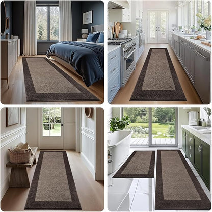 Machine Washable Runner Rug 32" x 96", Non Slip Kitchen Mat for Floor, Absorbent Entryway Rug for Kitchen, Bedroom, Living Room, Hallway, Door (Roll Packing)