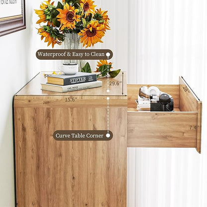 50" Tall Dresser for Bedroom, Vertical Dressers with 5 Drawers and Curved Profile Handleless Design, Chest of Drawers with Natural Texture for Living Room, Hallway and Entryway,Walnut